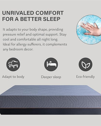 EGOHOME 14 Inch Twin XL Mattress, Copper Gel Memory Foam Mattress for Pain Relief, Therapeutic Mattress in a Box, CertiPUR-US Certified, Fiberglass Free Medium Mattress, Black - LeafyLoom