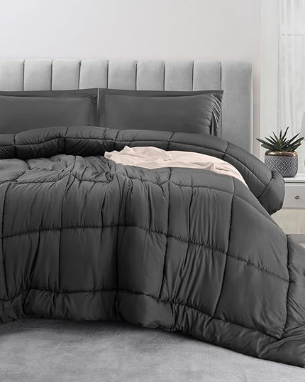 Utopia Bedding Queen Size Comforter Set with 2 Pillow Shams, Bedding Comforter Sets, Down Alternative Grey Comforter, Soft and Comfortable, Machine Washable (Pack of 4) - LeafyLoom