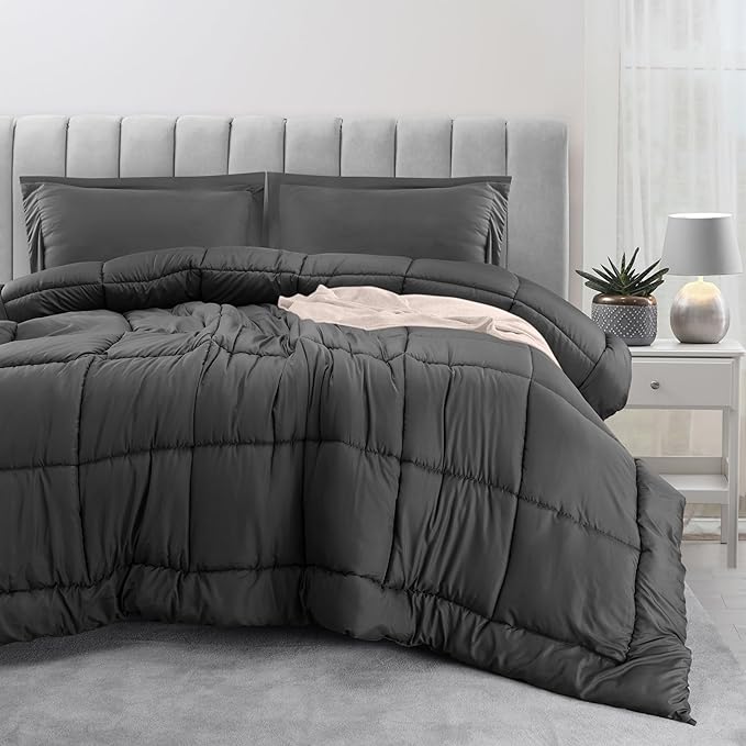 Utopia Bedding Queen Size Comforter Set with 2 Pillow Shams, Bedding Comforter Sets, Down Alternative Grey Comforter, Soft and Comfortable, Machine Washable (Pack of 4) - LeafyLoom
