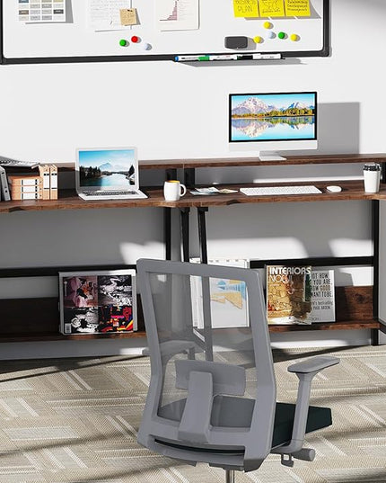 Computer Home Office Desk, 31.5" Desk for Small Spaces with Storage Shelf,Small Computer Desk with Monitor and Bookshelf, Modern Simple Style Laptop Desk - LeafyLoom