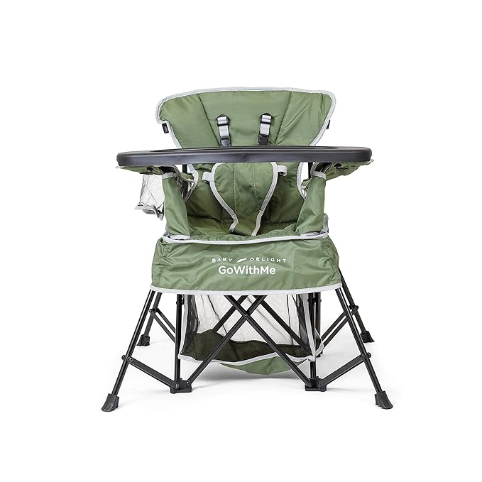 Baby Delight Go with Me Venture Portable Chair | Indoor and Outdoor | Sun Canopy | 3 Child Growth Stages | Moss Bud Green - LeafyLoom