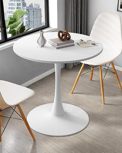 NicBex Dining Table Contemporary Kitchen Table Farmhouse Rustic 32" Round Dining Table with Round MDF Table Top, Metal Base Dining Table, End Table Leisure Coffee Table, White - LeafyLoom
