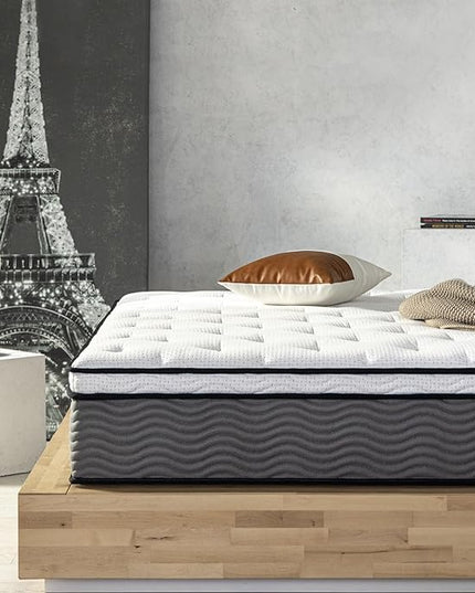 ZINUS 12 Inch True Support Hybrid Mattress [New Version], Queen, Fiberglass free, Medium Feel, Motion Isolation, Certified Safe Foams & Fabric, Mattress in A Box - LeafyLoom