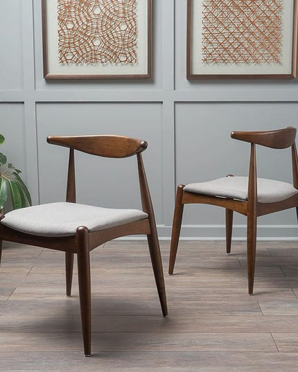 Christopher Knight Home Francie Fabric with Walnut Finish Dining Chairs, 2-Pcs Set, Light Grey / Walnut - LeafyLoom