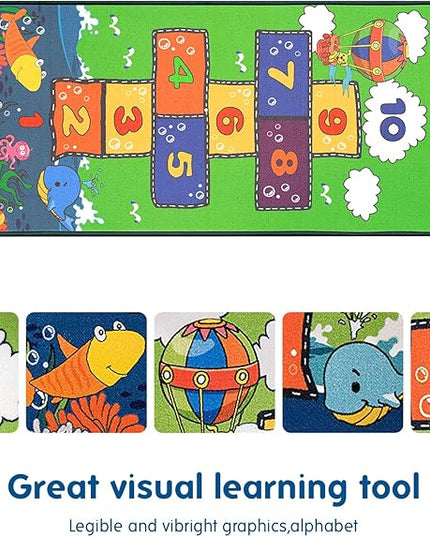 Booooom Jackson Hopscotch Kid Rug 31''x70'' Kids Preschool Rugs for3, 4, 5, 6, and 7 Year Olds,Kids Rugs for Classroom and Bedroom - LeafyLoom