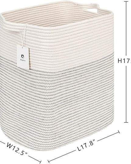 Extra Blanket,Storage Baskets for Clothes Fabric Cotton Rope Storage Basket with Handles, Decorative Woven Basket for Living Room,Laundry Basket Closet Organizer Blankets, and Toys 2bags - LeafyLoom