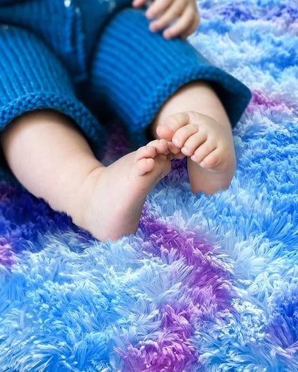 Noahas Oval Fluffy Purple Rainbow Rug 2.6X5.3 Small Kids Rugs for Bedroom Girls And Boys Aesthetic,Bedside Bedroom Rug,Ultra Soft Runner Carpet Modern Shaggy Nursery Area Rugs Home Decor'' - LeafyLoom