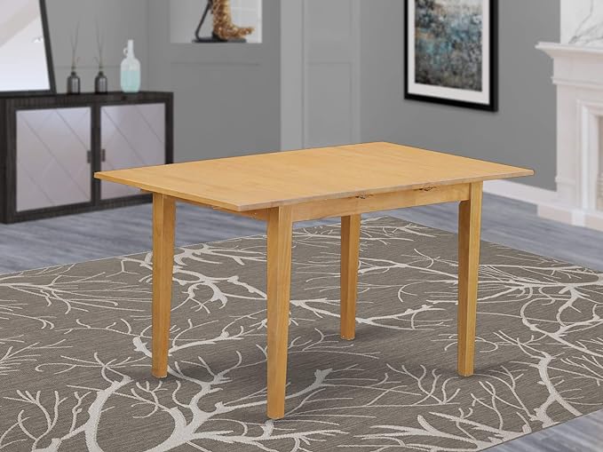 East West Furniture Norfolk Kitchen Dining Rectangle Solid Wood Table Top with Butterfly Leaf, 32x54 Inch, Nft-oak-t - LeafyLoom