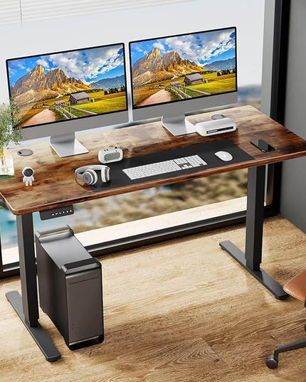 NicBex Home Office Desk 55" x 23" Electric Height Adjustable Standing Desk Computer Desk Office Desk, Sit to Stand Ergonomic Computer Desk Adjustable Desk, Brown - LeafyLoom