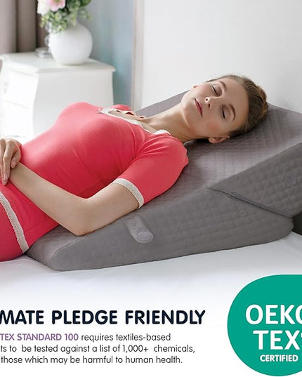 Adjustable Bed Wedge Pillow for Sleep Apnea, Gerd, Acid Reflux, Post Surgery, Heartburn - Foam Wedge Pillow for Back Pain Relief, Sleep Apnea Pillow Wedge or Bed Wedge Pillow for Sleeping for Seniors - LeafyLoom