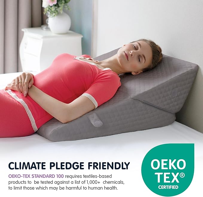 Adjustable Bed Wedge Pillow for Sleep Apnea, Gerd, Acid Reflux, Post Surgery, Heartburn - Foam Wedge Pillow for Back Pain Relief, Sleep Apnea Pillow Wedge or Bed Wedge Pillow for Sleeping for Seniors - LeafyLoom