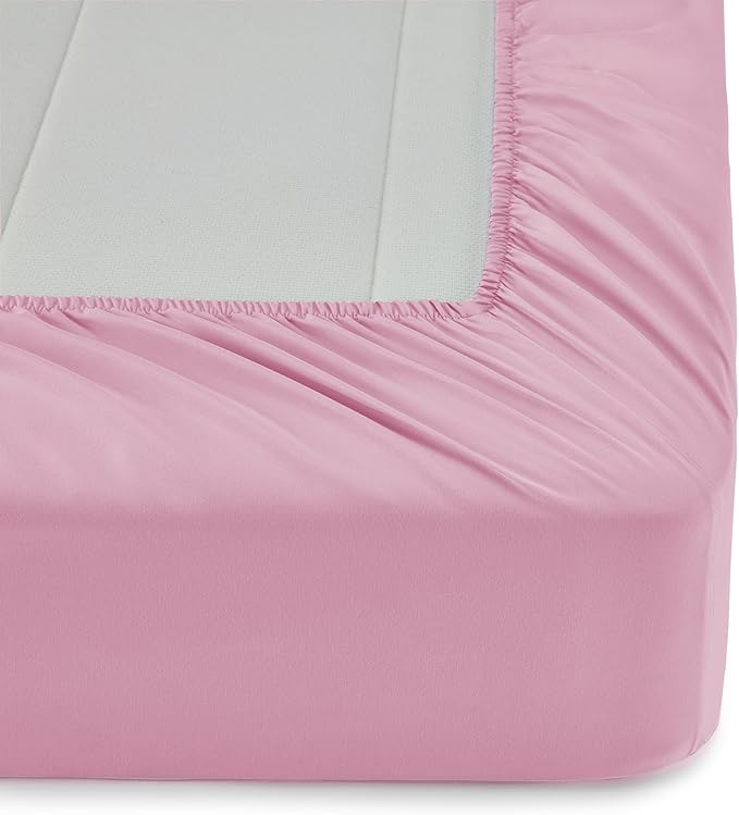 Amazon Basics 2 Piece Microfiber Kid's Bed-in-a-Bag Bedding Set, Toddler, Pink, Solid - LeafyLoom