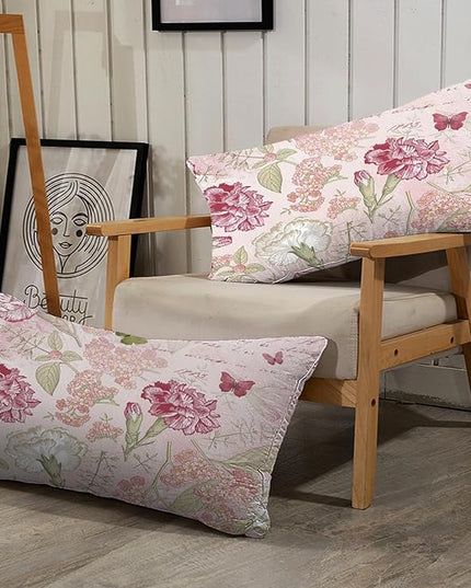kxry Pink Flower Comforter Sets Butterfly Bedding Sets King Size Comforter Set for Girls Women Kids 1 Comforter + 2 Pillow Case - LeafyLoom