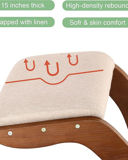 Predawn Ergonomic Kneeling Chair,Rocking Knee Chair Upright Posture Chair for Home Office Meditation Wooden & Linen Cushion-Office Chair for Back Neck Pain Relief & Improving Posture (Pecan) - LeafyLoom