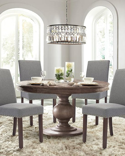 COLAMY Modern Wood Dining Chairs Set of 2, Parsons Dining Chairs, 19 Inch Padded Dining Chairs with Nailed Trim for Kitchen Dining Living Room, Grey - LeafyLoom