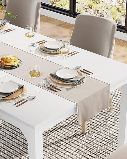 70.9 Inch Large Dining Table Rectangular Kitchen Furniture for 6 to 8 People, White - LeafyLoom