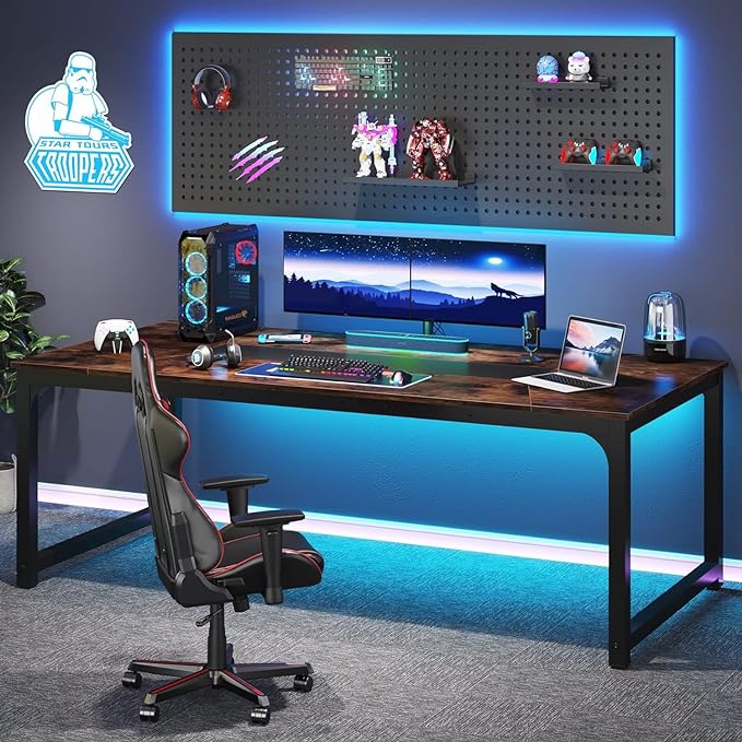 Tribesigns Modern Computer Desk, 78.7 x 39.4 inch X Large Executive Office Desk Computer Table Study Writing Desk Workstation for Home Office,Rustic/Black - LeafyLoom