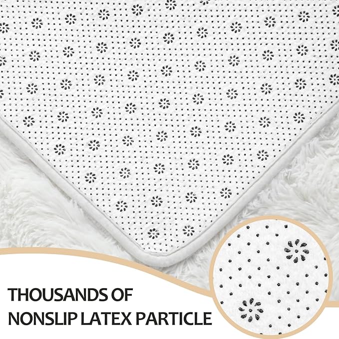 4x6 Large Area Rugs for Living Room, Super Soft Fluffy Modern Bedroom Rug, Cream White Indoor Shag Fuzzy Carpets for Girls Kids Nursery Room Home Decor - LeafyLoom