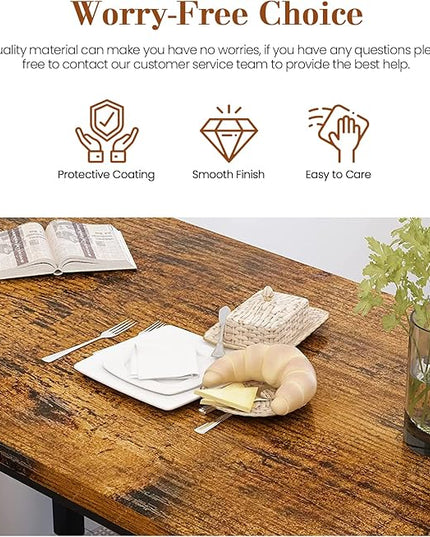 DKLGG 3-Pieces Dining Table Set with 2 Benches, Dining Table Set for 4, Wood Kitchen Table and Chairs Sets w/Metal Frame, Dining Sets for Small Spaces Kitchen Dining Room Restaurants (Rustic Brown) - LeafyLoom