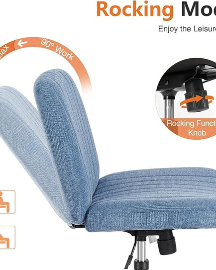 Sweetcrispy Office Chair No Wheels - Armless Desk Chair No Wheels Cross Legged Office Chair Wide Swivel Home Office Desk Chairs - LeafyLoom