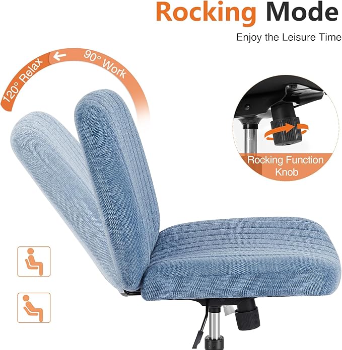 Sweetcrispy Office Chair No Wheels - Armless Desk Chair No Wheels Cross Legged Office Chair Wide Swivel Home Office Desk Chairs - LeafyLoom