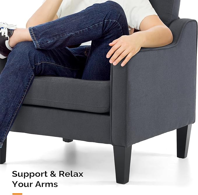 VINGLI Accent Chairs for Living Room Chairs Mid Century Modern Chair Sofa Chair Upholstered Arm Chair with Scooped Arms for Bedroom, Apartment, Office, Studio, Waiting Room, Play Room - LeafyLoom