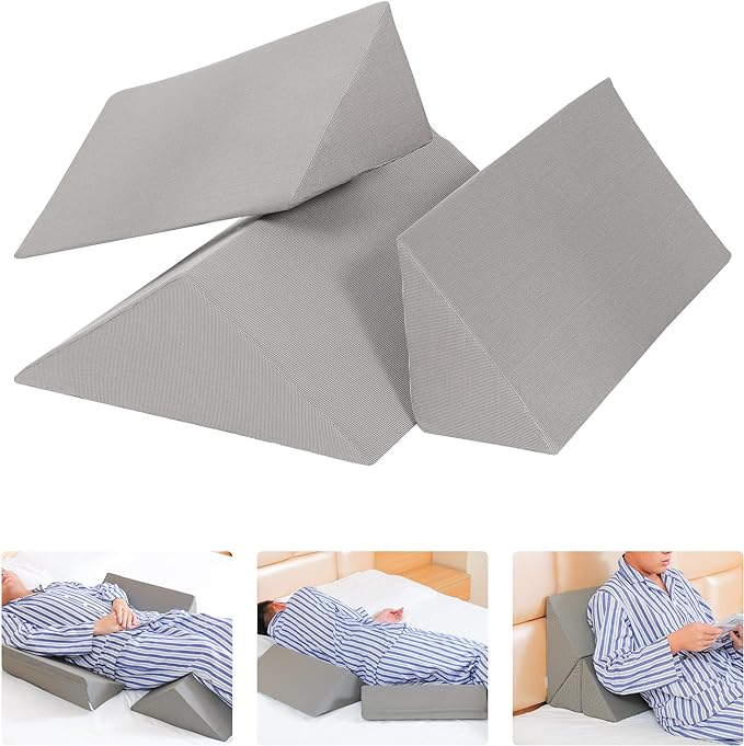 Bed Wedges & Body Positioners (3 in 1), 40 Degree Wedges for Bed Positioning,Positioning Pillows for Elderly, Wedge Pillow for Bed Sores, Side Sleeping, After Surgery, Knees Elevated,Back Pain - LeafyLoom