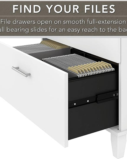 Bush WC81980 Somerset 2-Drawer Lateral File Cabinet, Letter/Legal, White, 30-Inch - LeafyLoom