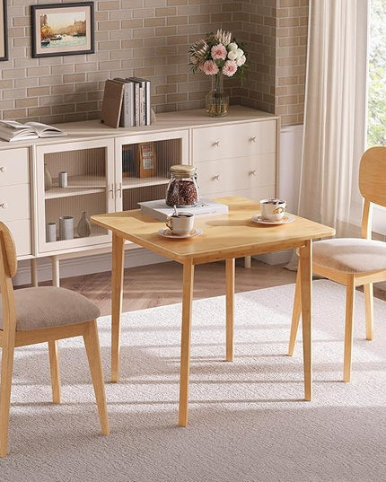 HOOBRO Bamboo Dining Table, Square Dining Table for 2, 27.6" Kitchen Table for Small Space, Writing Table, Easy to Assemble, for Dining Room, Living Room, Office, Kitchen, Apartment, Natural YL70CZ01 - LeafyLoom