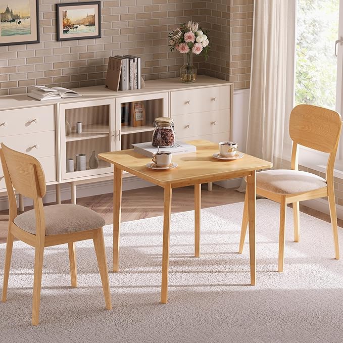 HOOBRO Bamboo Dining Table, Square Dining Table for 2, 27.6" Kitchen Table for Small Space, Writing Table, Easy to Assemble, for Dining Room, Living Room, Office, Kitchen, Apartment, Natural YL70CZ01 - LeafyLoom