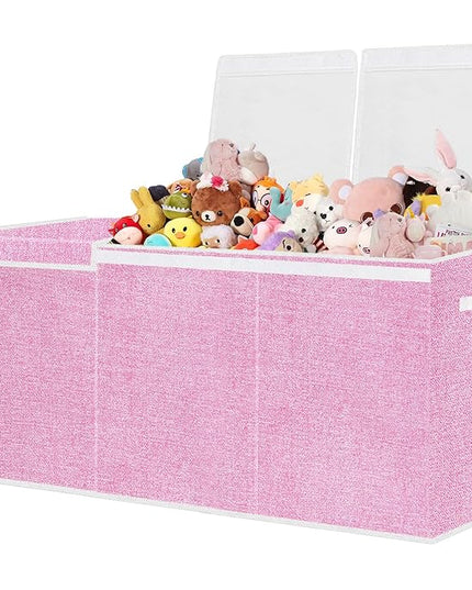 Extra Large Toy Box for Kids,Collapsible Toys Storage Chest Boxes Organizers with Dividers for Boys,Girls,Closet,Nursery,Playroom 35.8"x12.6"x16"(Dark Pink) - LeafyLoom