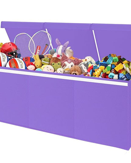 Extra Large Toy Box for Girls Boys - Collapsible Toy Chest Boxes Organizers and Storage for Nursery,Playroom,Office (Violet) 35.8"x12.6"x16" - LeafyLoom