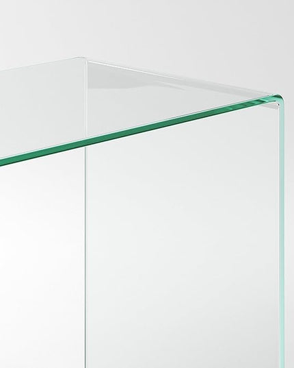 Bent Glass Computer Desk Rectangular Shaped PC Laptop Workstation Table for Home Office, 43.3" L, Clear - LeafyLoom