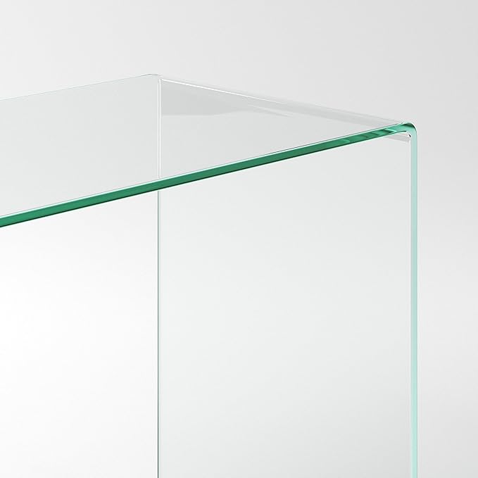 Bent Glass Computer Desk Rectangular Shaped PC Laptop Workstation Table for Home Office, 43.3" L, Clear - LeafyLoom