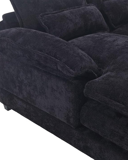 6 Seater Overstuffed Modular Sectional Sofa Cloud Couch with Double Chaise Lounge, U Shaped Chenille Upholstered Leisure Sofa&Couches with Memory Foam and Waist Pillows for Living Room Office - LeafyLoom