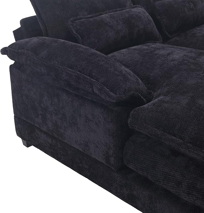 6 Seater Overstuffed Modular Sectional Sofa Cloud Couch with Double Chaise Lounge, U Shaped Chenille Upholstered Leisure Sofa&Couches with Memory Foam and Waist Pillows for Living Room Office - LeafyLoom