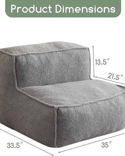 HIGOGOGO Modular Sectional Bean Bag Sofa Chair, Bean Bag Couch with Foam Chunk Filling, Removable & Washable Sherpa Cover, Floor Sofa for Family Living Room Bedroom, Type I - LeafyLoom