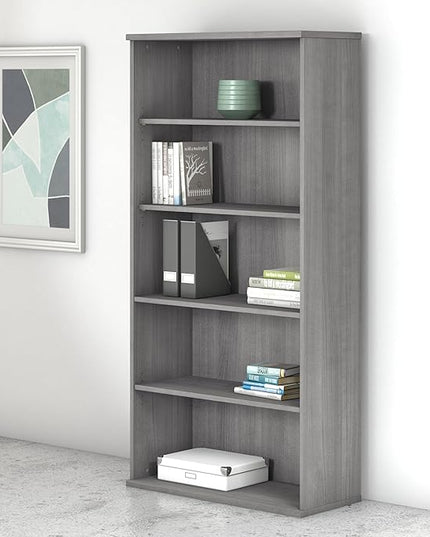 Bush Business Furniture Studio C 5 Shelf Bookcase, Platinum Gray - LeafyLoom