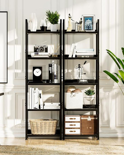 NUMENN Narrow Bookshelf, 5 Tier Bookshelves, Home Office Bookcase Shelf Storage Organizer, Free Standing Storage Shelving Unit for Bedroom, Living Room and Home Office, Black - LeafyLoom