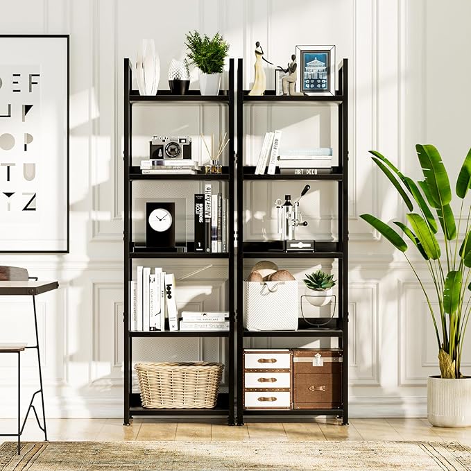 NUMENN Narrow Bookshelf, 5 Tier Bookshelves, Home Office Bookcase Shelf Storage Organizer, Free Standing Storage Shelving Unit for Bedroom, Living Room and Home Office, Black - LeafyLoom