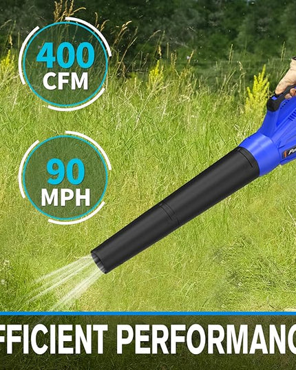 20V Cordless Leaf Blower with 2 Batteries and Charger, High Power 400 CFM Cordless Electric Leaf Blower with Two Nozzles Lightweight Handheld Blower for Lawn Care Patio Garden Leaves Yard - LeafyLoom