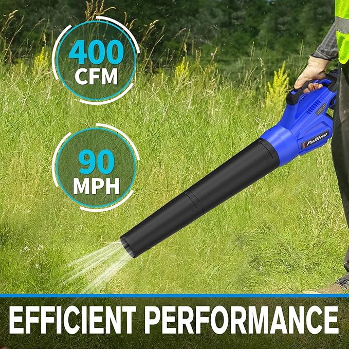 20V Cordless Leaf Blower with 2 Batteries and Charger, High Power 400 CFM Cordless Electric Leaf Blower with Two Nozzles Lightweight Handheld Blower for Lawn Care Patio Garden Leaves Yard - LeafyLoom