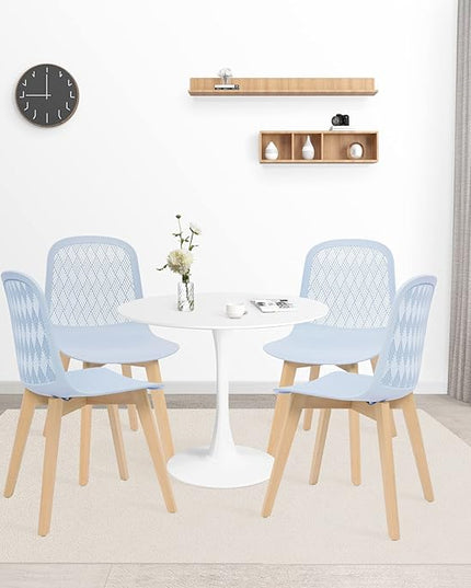 Armless Modern Chairs with Wood Legs for Living, Bedroom, Kitchen,Dining,Lounge Waiting Room, Restaurants, Cafes, Set of 4… - LeafyLoom