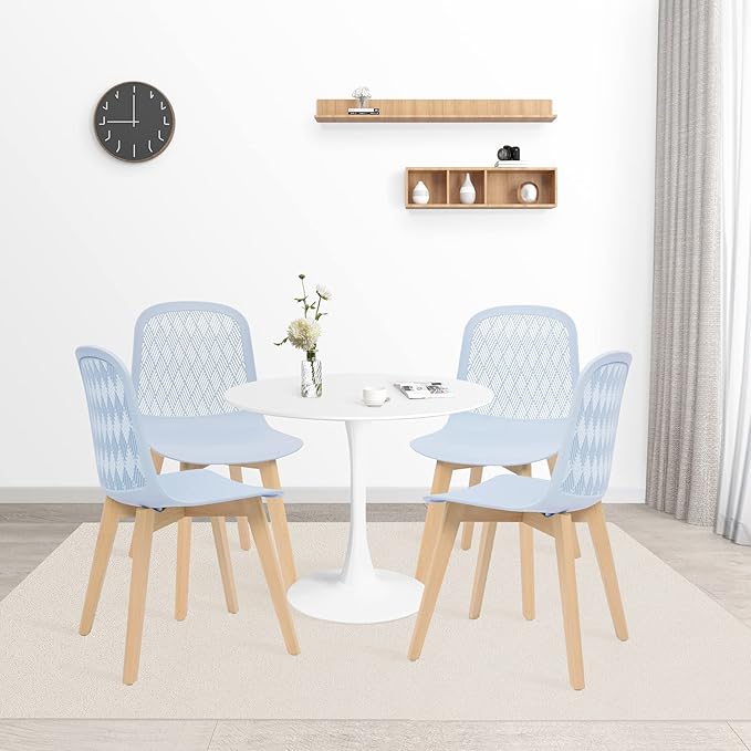Armless Modern Chairs with Wood Legs for Living, Bedroom, Kitchen,Dining,Lounge Waiting Room, Restaurants, Cafes, Set of 4… - LeafyLoom