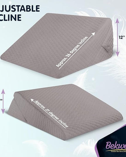 Adjustable Bed Wedge Pillow for Sleep Apnea, Gerd, Acid Reflux, Post Surgery, Heartburn - Foam Wedge Pillow for Back Pain Relief, Sleep Apnea Pillow Wedge or Bed Wedge Pillow for Sleeping for Seniors - LeafyLoom
