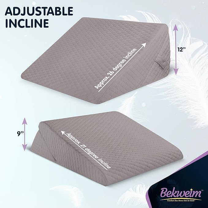 Adjustable Bed Wedge Pillow for Sleep Apnea, Gerd, Acid Reflux, Post Surgery, Heartburn - Foam Wedge Pillow for Back Pain Relief, Sleep Apnea Pillow Wedge or Bed Wedge Pillow for Sleeping for Seniors - LeafyLoom