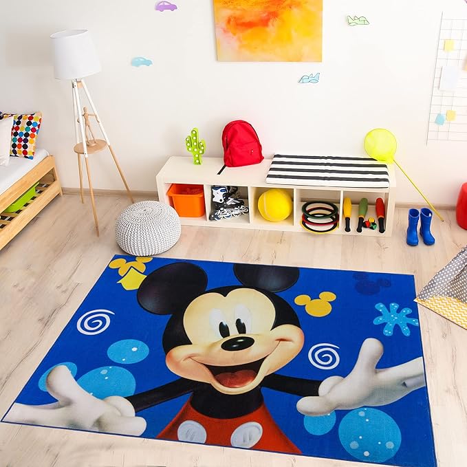 Gertmenian Disney Mickey Mouse Splash Area Rug for Children & Teens, Kids Home Decor for Girls & Boys, 4x6 Large, Multi, 46688 - LeafyLoom