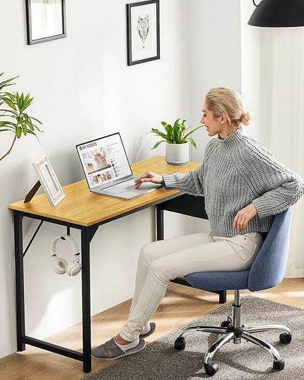 Sweetcrispy Small Computer Office Desk 32 Inch Kids Student Study Writing Work with Storage Bag & Headphone Hooks Modern Simple Home Bedroom PC Table - LeafyLoom