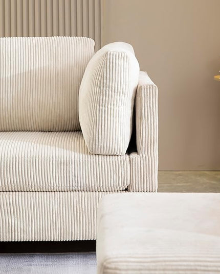 Free Combination Convertible Modular Sectional Sofa with Movable Ottoman, L Shaped Reversible Sleeper Corner Couch with Solid Wood Legs, Comfy Corduroy Upholstered Sofa&Couches for Living Room - LeafyLoom