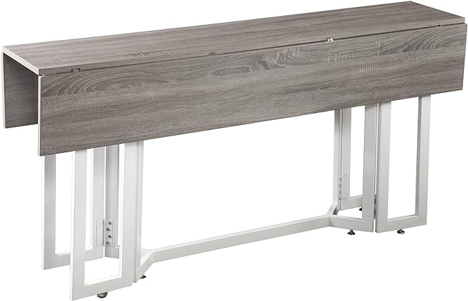 SEI Furniture Driness Drop Leaf Console to Dining Convertible Table, Weathered Gray, White - LeafyLoom